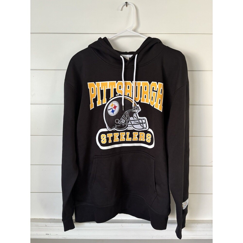 NFL Ultra Game Pittsburgh Steelers Black Medium Pocket Sweatshirt Hoodie NWOT